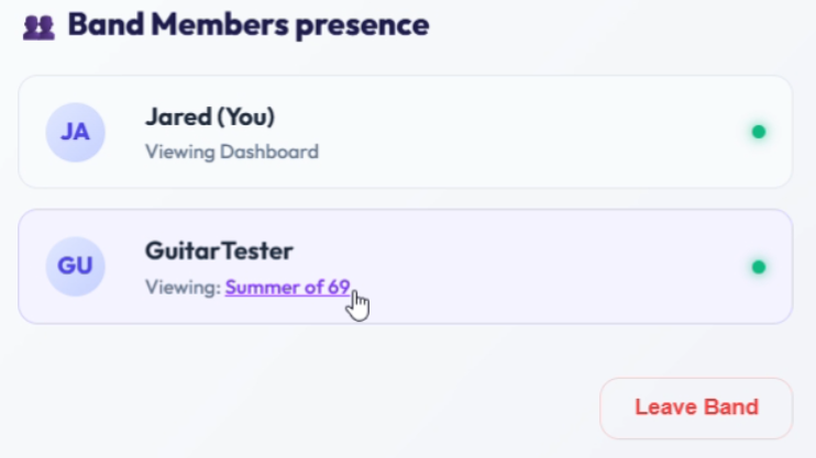 Band Members Presence List